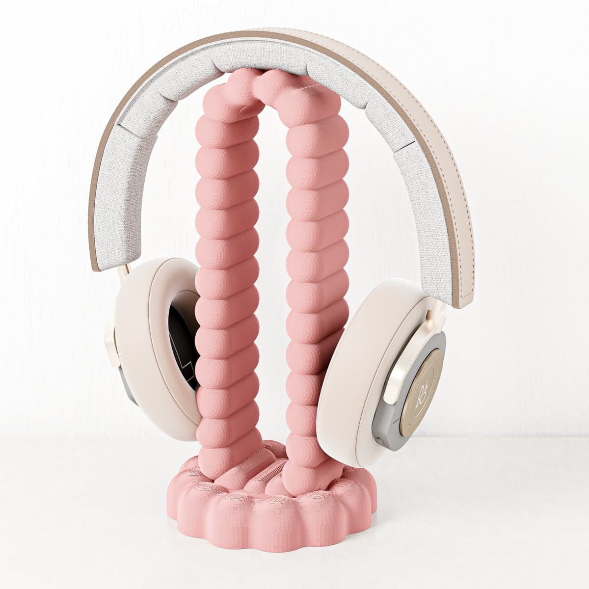 Headset houder roze - Fleuriek koptelefoon houder - Headset stand bureau accessoire - Pastel kawaii headphone stand - Game accessoires voor koptelefoon - Speels design — afbeelding 1