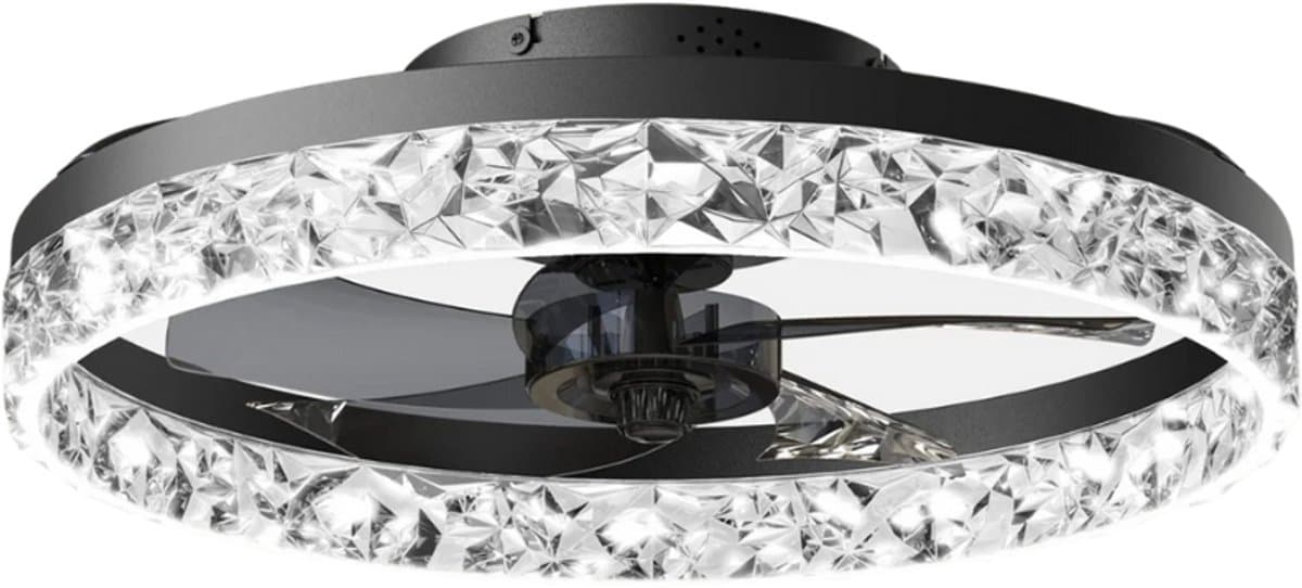 Bovista Plafondventilator - Met Verlichting - Plafond Ventilator - Met Lamp - Plafonniere Met Ventilator - Met Licht - Zwart — afbeelding 1