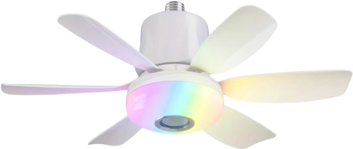 Bovista Plafondventilator - Met Verlichting - Plafond Ventilator - Met Lamp - Plafonniere Met Ventilator - Met Licht - Wit - 47cm — afbeelding 1