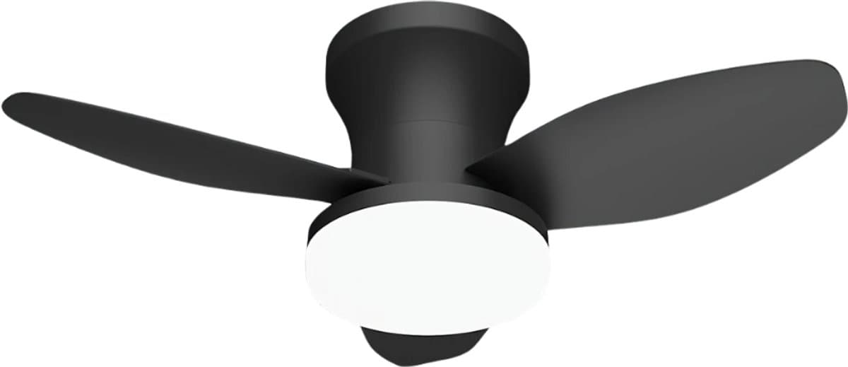 Bovista Plafondventilator - Met Verlichting - Plafond Ventilator - Met Lamp - Plafonniere Met Ventilator - Met Licht - Zwart - 65cm — afbeelding 1