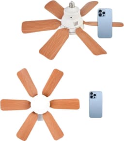 Livano Plafondventilator - Met Verlichting - Plafond Ventilator - Met Lamp - Plafonniere Met Ventilator - Met Licht - Zwart/Hout - 51cm — thumbnail 2