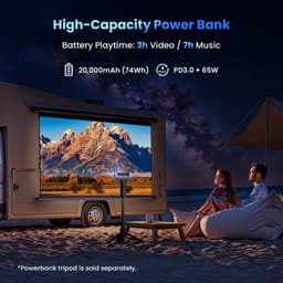 JMGO - PicoPlay + Pack - Picoplay beamer - Tripod statief met Powerbank functie - Reiscover - 450 ISO Lumen - Beamer - Projector - Audio door Dolby Digital - 1080P - Google TV - 3D-Active - HDR10 - met WiFi & Bluetooth voor Thuis en Outdoor — thumbnail 4