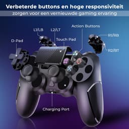 Smartify Controller V2 - Geschikt voor PS4 - Draadloos - Zwart — thumbnail 4