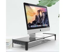 Desktop Organizer Display tafel LB-558 - Bureau standaard voor pc computer monitor Beeldscherm met USB-poort - ruimtebesparende stand voor laptop / Scherm / component / lcd flatscreen-tv - zwart