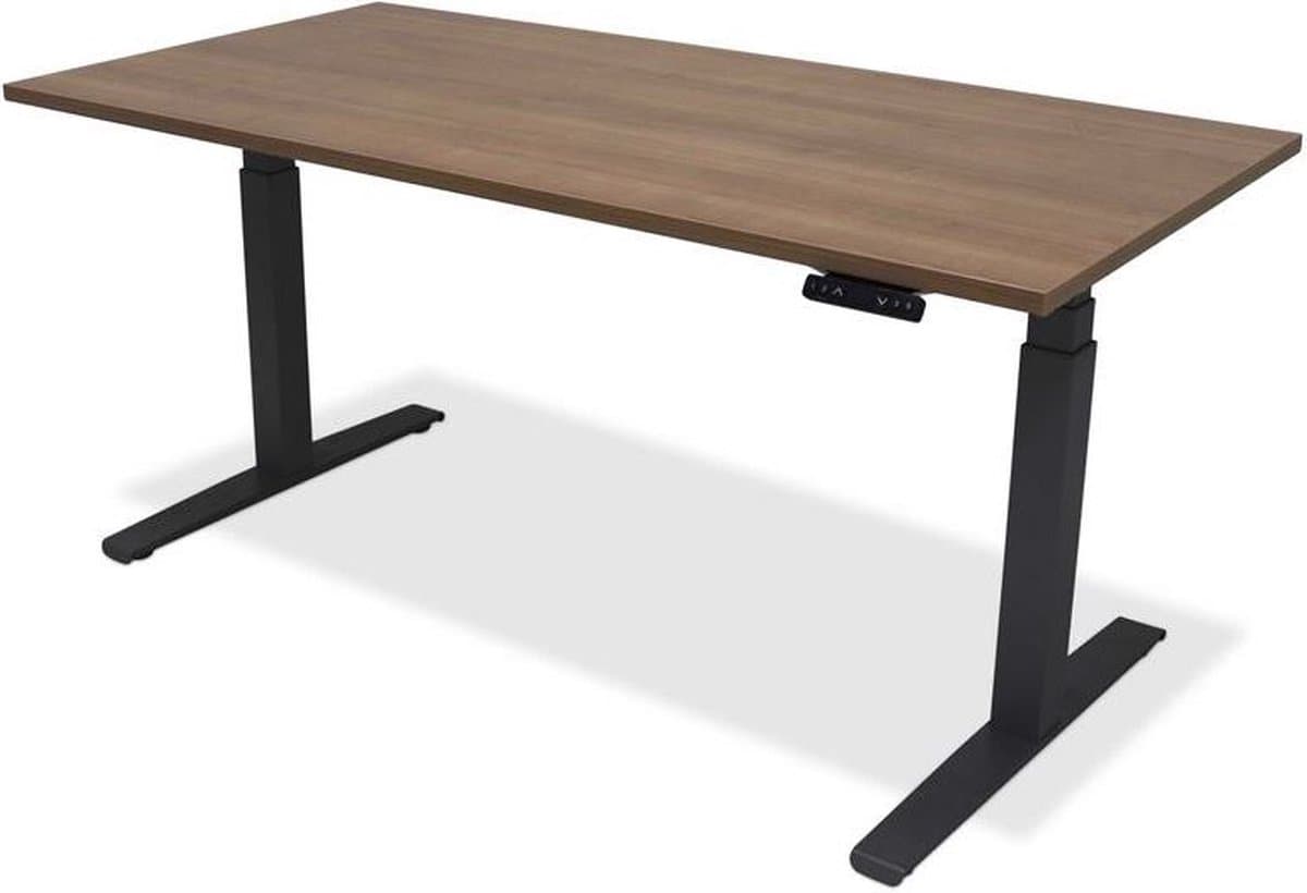 Zit sta bureau - hoog laag bureau - staan zit bureau - staand bureau – verstelbaar bureau – game bureau – 200 x 80 cm – zwart onderstel – havanna bureaublad — afbeelding 1