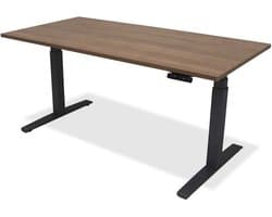 Zit sta bureau - hoog laag bureau - staan zit bureau - staand bureau – verstelbaar bureau – game bureau – 200 x 80 cm – zwart onderstel – havanna bureaublad