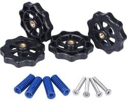 4-Delig - Nivelleringsset voor 3D-Printerbed - Handbediende Draaimoer - Precieze Bedafstelling met Veren en Schroeven.