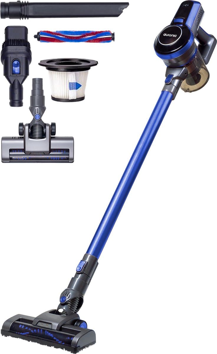 Auronic Steelstofzuiger Draadloos - Zonder Zak - Op Accu - 4-in-1 - 160W - Vacuum Cleaner - Blauw/Grijs — afbeelding 1