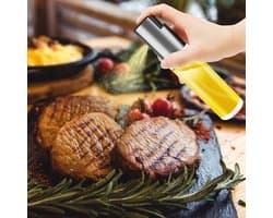 Waledano® Olijfolie Sprayer - Verstuiver - Cooking Spray - Glazen Olie Fles - Multifunctionele Oliespray voor het Koken - Grillen - BBQ - Salade - Airfryer - RVS - Luxe Olie Sprayer - 1 Suks