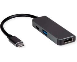 VALUE Beeldschermadapter USB Type C - HDMI + USB 3.2 Gen 1 A + Type C PD