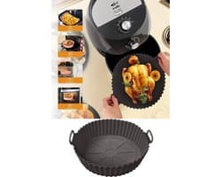 Airfreyer Siliconen Bakje - Airfryer Bakvorm - Airfryer Accesoires - BPA Vrij - Airfyer Mandje - Alternatief Airfyer Bakpapier - 20 cm - Zwart