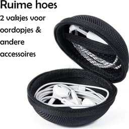 Opberg Etui Voor Oordopjes - Nylon Hoesje voor Oortjes Met Rits - Zwart — thumbnail 2