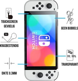 Podec - 3x Screenprotector geschikt voor Nintendo Switch OLED - Tempered Glass Screen Cover — thumbnail 5