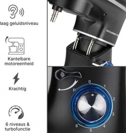 Mixer Met Mengkom Multifunctioneel - Keukenmixer Met Mengkom 2 In 1 - Deegmachine Met Garde & Haken - 100% Tevredenheidsgarantie - 250W - 6 Snelheden - 5 Liter — thumbnail 4