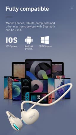 hileo hi73 - Draadloze Oordopjes - Koptelefoon - Air Conduction – Wit - Sport - Open-Ear - Bluetooth V5.3 oordopjes – Draadloze oortjes – Geschikt voor IOS/Android — thumbnail 3