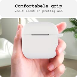 Case - Geschikt voor Apple AirPods 5 - Siliconen Hoes met Clip - Silicone Hoesje Cover - Wit — thumbnail 4