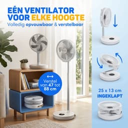 Vulpes Goods® Tech - Ventilator Staand met Afstandsbediening - Tafelventilator 5-in-1 - Draadloos & Oplaadbaar - Opvouwbare Statiefventilator - Verstelbaar - USB Ventilator - 6 Snelheden - Timer - 12dB Stille Ventilator - Vloerventilator - PRO V2 — thumbnail 3