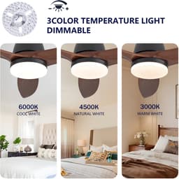 DESMIU Plafondventilator – 42 Inch Met Verlichting – 107 Cm – Hout En Metaal – Zwart Donker Walnoot – Omkeerbare Luchtstroom — thumbnail 5