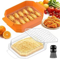Beslagshakerkom met deksel - Paneerschudder - Voedselbereiding - XL formaat - 10 liter - Oranje — thumbnail 1