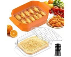 Beslagshakerkom met deksel - Paneerschudder - Voedselbereiding - XL formaat - 10 liter - Oranje
