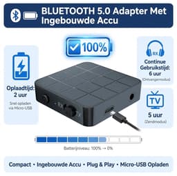 Bluetooth 5.0 Audio Zender & Ontvanger 2-in-1 – Draadloze AUX Adapter voor TV, Autoradio, Stereo, Speakers & Koptelefoon — thumbnail 2