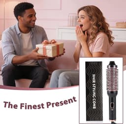Verwarmingsborstel, 38 mm Thermal Brush 3-in-1, LCD 100-210 °C, gladmaken, zachte krullen, volume, anti-kroes, ionen-design, 5 temperatuurinstellingen, snel opwarmen (stijl 2) — thumbnail 4