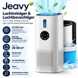 Jeavy 2-in-1 Luchtreiniger & Luchtbevochtiger – Afneembare Bevochtigingsmodule – H13 HEPA filter – Automatische Modus – Wit — thumbnail 3