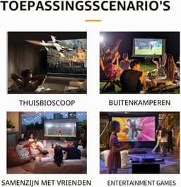 Mini-projector, 1080p, intelligente helderheid, 6000 lm, thuisbioscoop, voor reizen, vergaderingen en games, met automatische correctie en stereoluidspreker, ideaal voor buiten — thumbnail 2