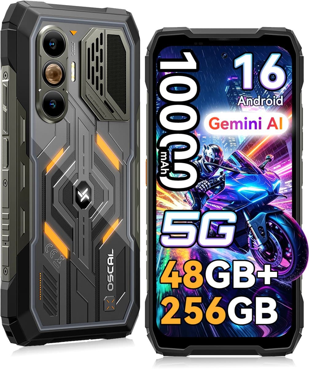 OSCAL PILOT 8 Robuuste Smartphone 5G - 48GB(12+36) RAM - 256GB ROM - 6,83inch 120Hz - 10000 mAh 55W - Android 16 - 108MP+50MP camera - WiFi 7 - IP68/IP69K - GPS NFC - Zwart — afbeelding 1