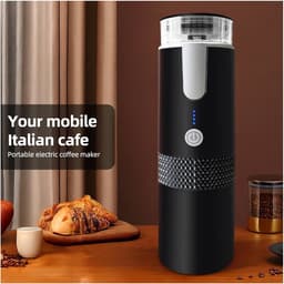 Draagbaar koffiezetapparaat - koffiemachines, Draagbare elektrische espresso-koffiezetapparaatmachines for één persoon met kopje koffiepoeder en capsulebak Oplaadbaar automatisch, voor kamperen, reize — thumbnail 3