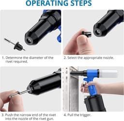 AUTOUTLET Pressure Air Blind Rivet Gun, Premium Heavy Rivet Gun Tool with 4 Nozzles, 0.3 cm, 0.3 cm, 0.6 cm - ShopVlot — thumbnail 4