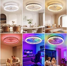 Ventilator Lamp - Airco Lamp - RGB - Plafondventilator Met Verlichting - Pafonniere - Plafondventilator Afstandbediening - Keukenlamp - Woonkamerlamp -6 Standen — thumbnail 2