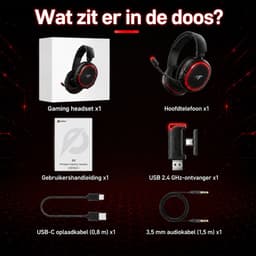 Picun G2 - Gaming Headset-Over Ear Koptelefoon Draadloos- met Retractable ENC microfoon-7.1 Surround Sound- Bluetooth 5.3- Multiplatform vor PC/PS5/PS4/Switch- Zwart rood — thumbnail 5