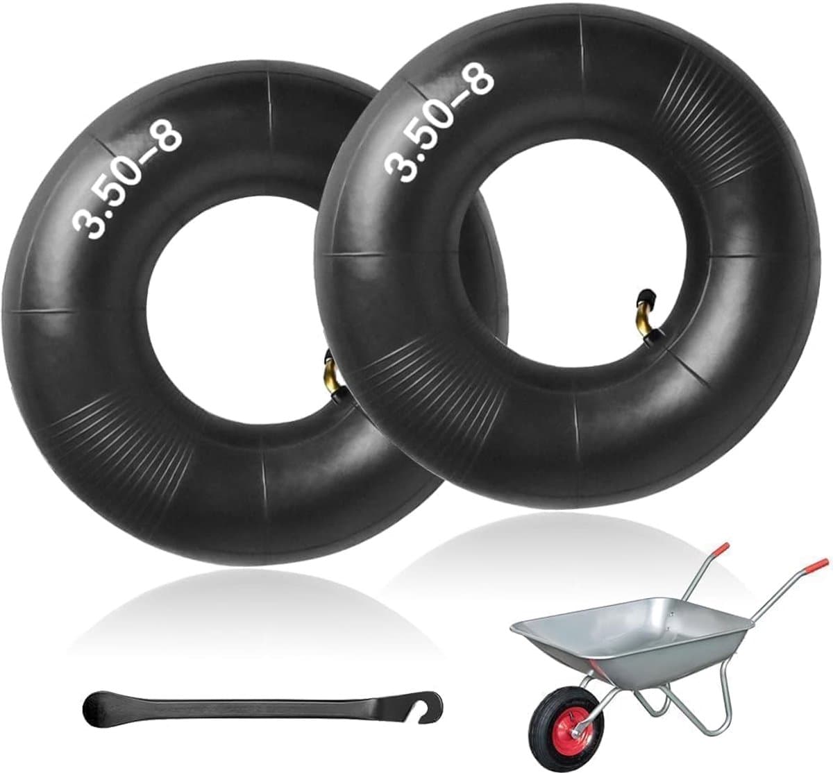 SnelShoppen - 2Pcs 3.50-8 Binnenbanden voor Tuinwagens, Vervangingsbanden voor Hooivork, Hoge Druk, Explosieveilig, Perfect voor Grasmaaier en Tuintra — afbeelding 1