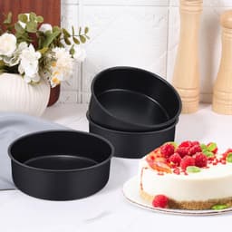 E-far 15,5 cm taartvorm set van 3, anti-aanbaklaag roestvrij staal kleine ronde taartpannen blik voor het bakken van laagtaarten, roestvrijstalen kern en niet-giftige coating, rechte kant en 5,5 cm — thumbnail 4