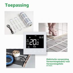 Intelligente zwarte thermostaat WG505 (16A), lcd-touchscreen voor elektrische vloerverwarming, dubbele sensor (vloer/vloer), programmeerbaar, geschikt voor vierkante doos, 86 mm — thumbnail 3
