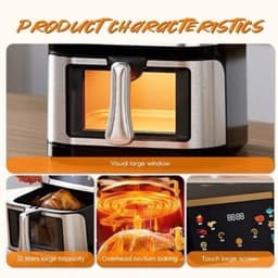 Airfryer - XXL – Heteluchtfriteuse – 2400W/2800W – 12L - RVS & Touchscreen – Multifunctionele Elektrische Friteuse - Olievrij Frituren - Zwart — thumbnail 4