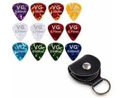 VG plectrumhouder | sleutelhanger | inclusief 12x plectrum | zwart