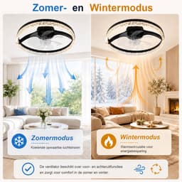 MUPOO Moderne Ventilatorlamp compact ontwerp 45 cm- plafondventilator met Verlichting en Inklapbare Bladen -App & Afstandsbediening- Fluisterstil - Dimbaar & Omkeerbare Motor -lamp ventilator plafond voor Woonkamer en Slaapkamer — thumbnail 5