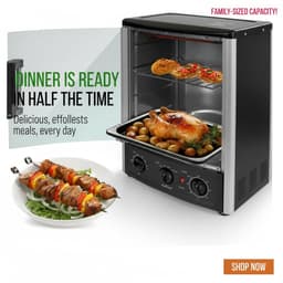 Vrijstaande Oven 24L – 1500W Heteluchtoven met Rotisserie – Timer 60 Min – Tot 240°C – Zwart — thumbnail 2