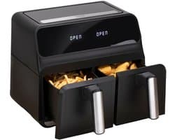 alpina Dubbele Airfryer XXL 8L - Heteluchtfriteuse met 2 Manden - Airfryer 8 Liter Capaciteit - SYNC en MATCH Functie - Digitaal Touch Display - Timer 60 Minuten - Zwart