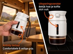 Draagbare Koffiemachine – 4-in-1 Zelfverwarmende Espressomachine 25 Bar – Auto, Camping & Camper – NS/DG-Capsules, Gemalen Koffie & Filterkoffie – Afneembare Afsluitbare Beker – 9600mAh – Warme Koffie Zonder Waterkoker – Wit — thumbnail 3
