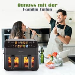 Heteluchtfriteuse Dubbele Korf - 9L Inhoud - 2000 W Vermogen - LED Touch Display - Olievrij Koken — thumbnail 4