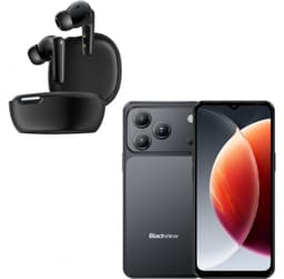 Blackview WAVE 7C Smartphone - 4G Telefoon Android 16 - 16GB+64GB - Zwart + Blackview AirBuds 17 - Draadloze Koptelefoon Bluetooth 6.0 - Zwart — thumbnail 1