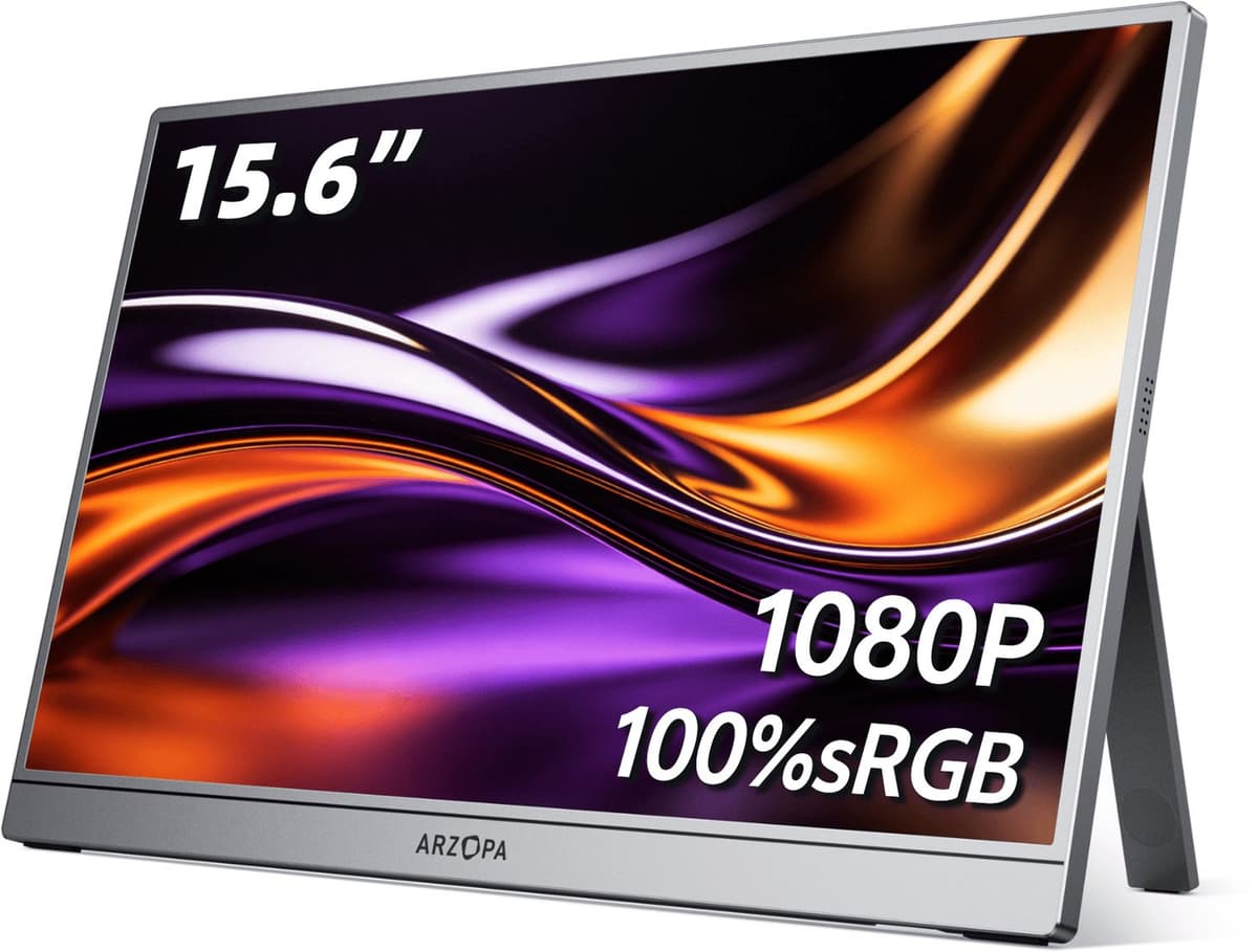 Arzopa A1 Pro - 15.6 inch Full HD Portable Monitor - 100% sRGB Kleurenspectrum - Metalen Behuizing - USB-C - Ingebouwde Kickstand - Space Grey — afbeelding 1