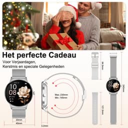 FOSMET Smartwatch Dames - Ultradun - 1,56" AMOLED Display - 20 Dagen Batterijduur - IP68 + 5ATM Waterdicht - 150+ Sportmodi - Bluetooth Bellen - SpO2 - Hartslagmeter - Bloeddrukmeting - Slaapmonitor - Notificaties - iOS/Android - Cadeau voor Vrouwen — thumbnail 5