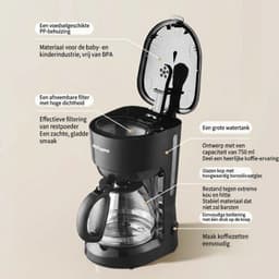 Filterkoffiezetapparaat 750 ml – Compact Koffiezetapparaat met Glazen Kan – 600W – 30 Min Warmhoudfunctie – Automatische Koffiemachine voor Thuis & Kantoor — thumbnail 3
