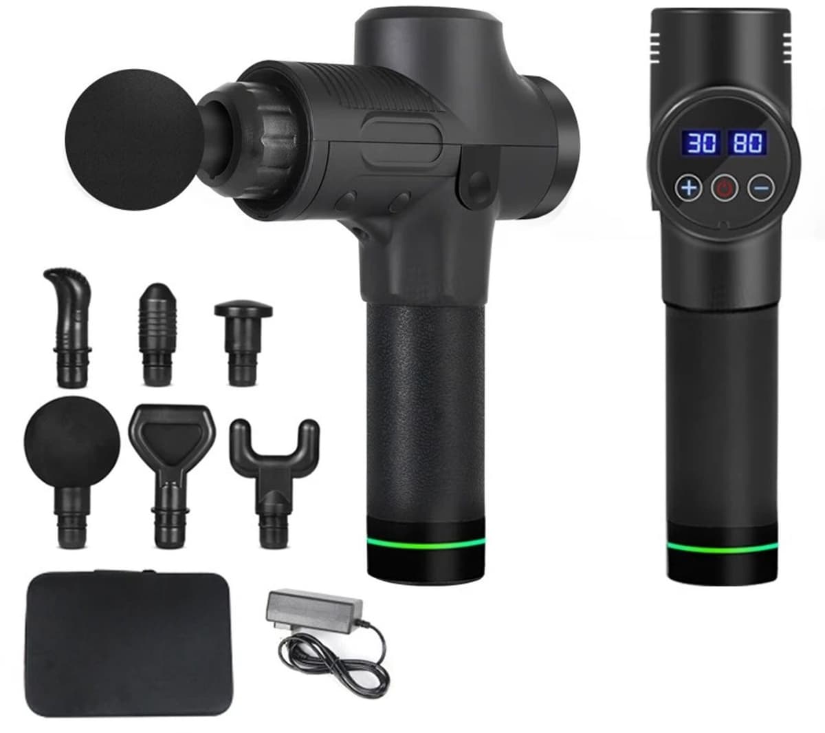 Marqs Massage gun - Massage pistool - Massage-gun - 30 Snelheidsniveaus - 6 Massagekoppen - Zwart - Ingebouwde 12V batterij — afbeelding 1