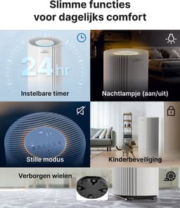Coway Luchtreiniger AIRMEGA 450 – HEPA filter + koolstoffilter – voor grote ruimtes tot 191 m² - Tegen stof, pollen en allergenen - CADR 734 m³/u – energiebesparende modus – ECARF gecertificeerd - Air Purifier – Beige — thumbnail 2