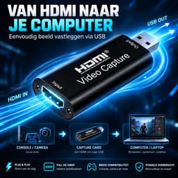 Mamosta® Capture Card HDMI Naar USB - Video Game Streamen & Opnemen - Geschikt Voor PS4, PS5, Nintendo Switch, Xbox, Windows & Mac — thumbnail 4